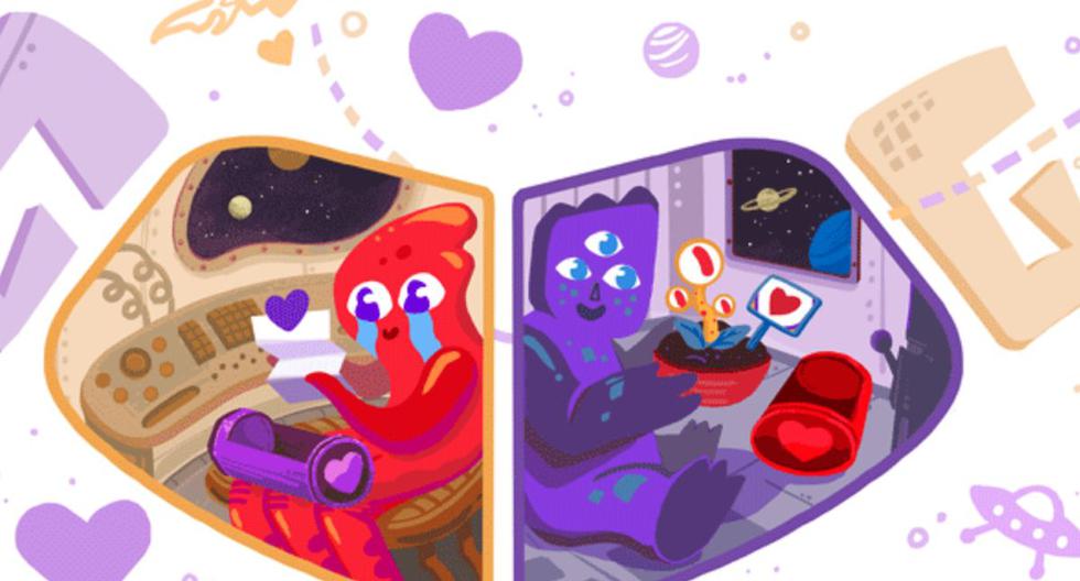 Google realizó este doodle para que sus usuarios celebren el día de San Valentín. (Google)