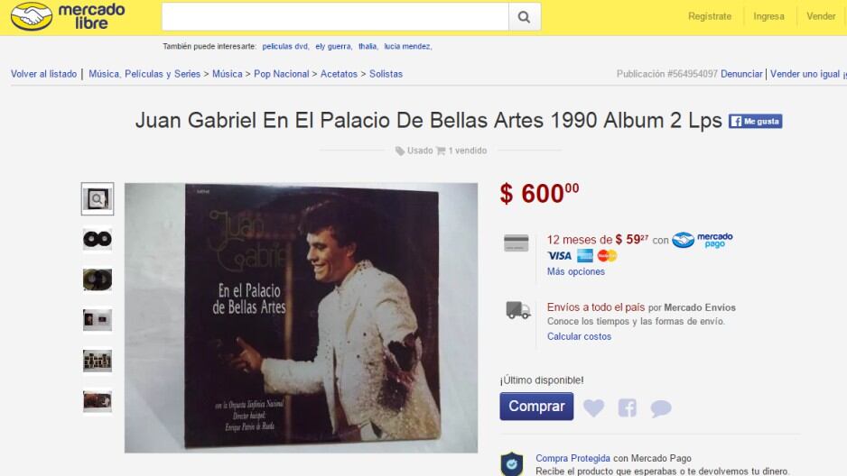 Decenas de fanáticos de Juan Gabriel ya empezaron a subastar sus recuerdos, discos, LP´s, tazas, polos, fotografías inéditas del ‘Divo de Juárez’.