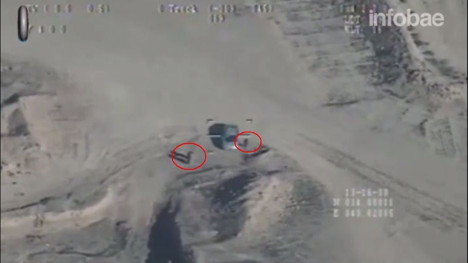 Terroristas de ISIS trataron de huir del impacto de un misil en Irak. (Captura)