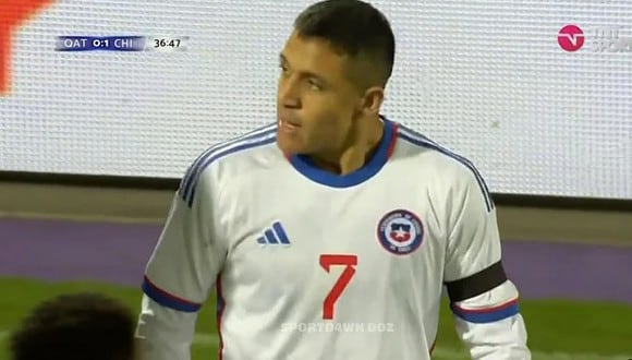 Alexis Sánchez y su gol para el 1-0 de Chile vs. Qatar. (Foto: captura TNT Sports)