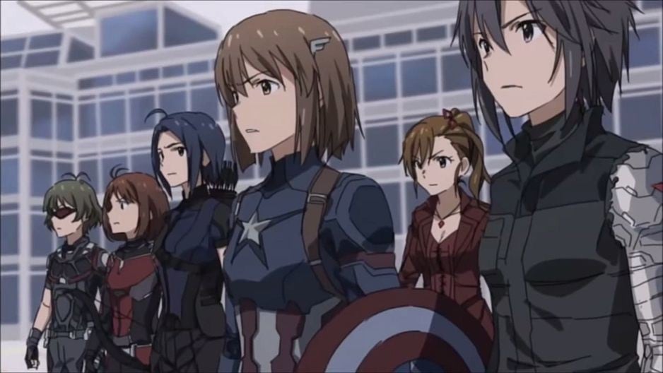 La versión más curiosa de Captain America: Civil War llegó con las chicas del videojuego Idolmaster. (Captura)