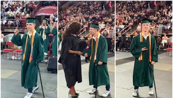 Muchacho dejó atrás una lesión medular para estar en su ceremonia de graduación. (Foto: @noblehaskell / Instagram)