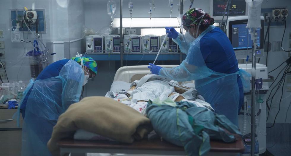 Imagen referencial. Personal sanitario atiende a un paciente afectado por el coronavirus en la Unidad de Cuidados Intensivos del Hospital Clínico de la Universidad de Chile, en Santiago. (EFE/ Alberto Valdés).