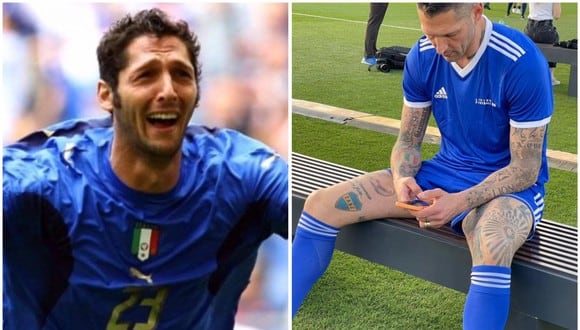 Marco Materazzi muestra su tatuaje con el escudo de Boca Juniors. (Foto: EFE/Difusión)