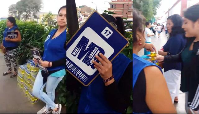 Venezolana y peruana regalan gaseosas a cambio de firmas para un candidato de Jesús María