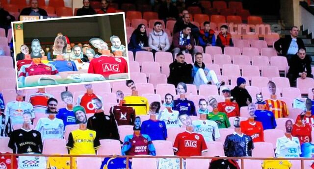 Equipo de Maradona en Buelorrusia completa tribuna con muñecos de cartón
