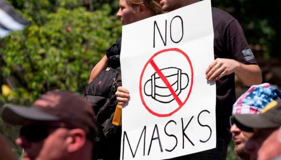 Durante la pandemia de COVID-19, se han organizado manifestaciones en contra del uso de mascarillas en Estados Unidos. (GETTY IMAGES)