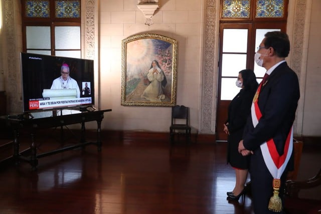 La ceremonia en la Catedral de Lima fue presenciada desde Palacio de Gobierno de forma virtual, para evitar la aglomeración de personas. (Foto: Presidencia)