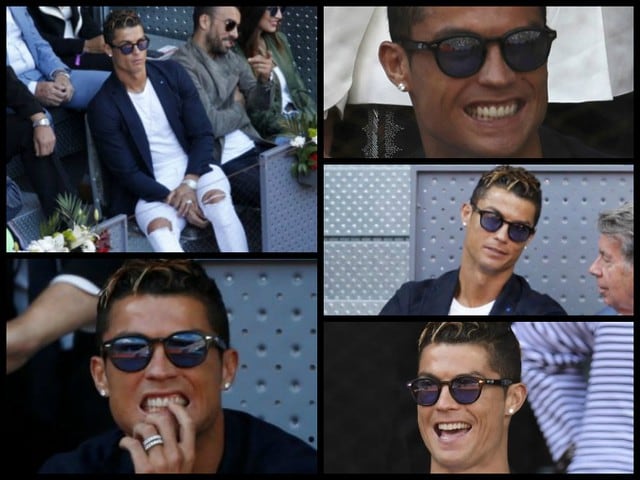 Cristiano Ronaldo: Su look de millonario y muecas en partido entre Rafael Nadal y Novak Djokovic