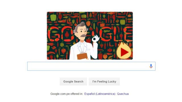 Google dedicó un doodle al científico estadounidense Wilbur Scoville, quien descubrió la clasificación de los ‘picantes’ de los ajíes. (Fotos: Google/Twitter)