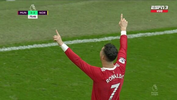Hat-trick de Cristiano Ronaldo para el 3-2 de Manchester United vs. Norwich en Premier League. (Foto: ESPN)