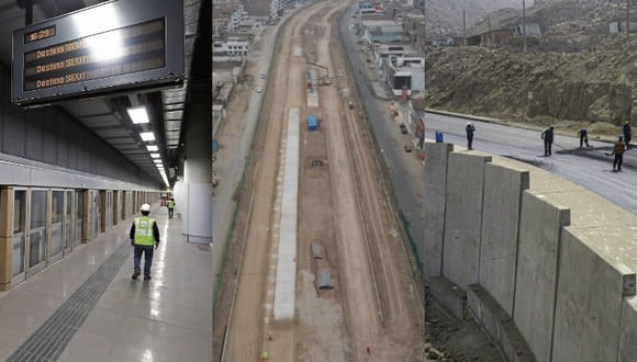 Las tres de las más grandes obras que se esperan inaugurar en Lima y Callao son la Línea 2 del Metro, la ampliación norte del Metropolitano y Pasamayito.  (Foto composición: GEC/Municipalidad de Lima)