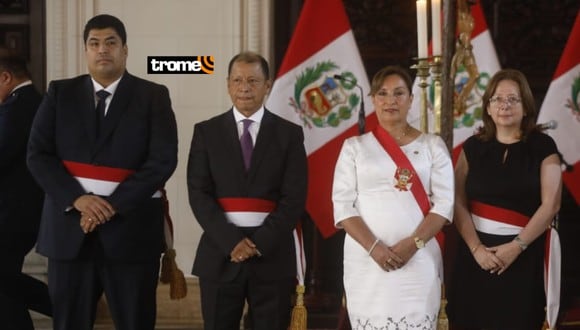 Varela, Maurate, Boluarte y Márquez durante la ceremonia en Palacio de Gobierno. Foto: Piko Tamashiro/@photo.gec