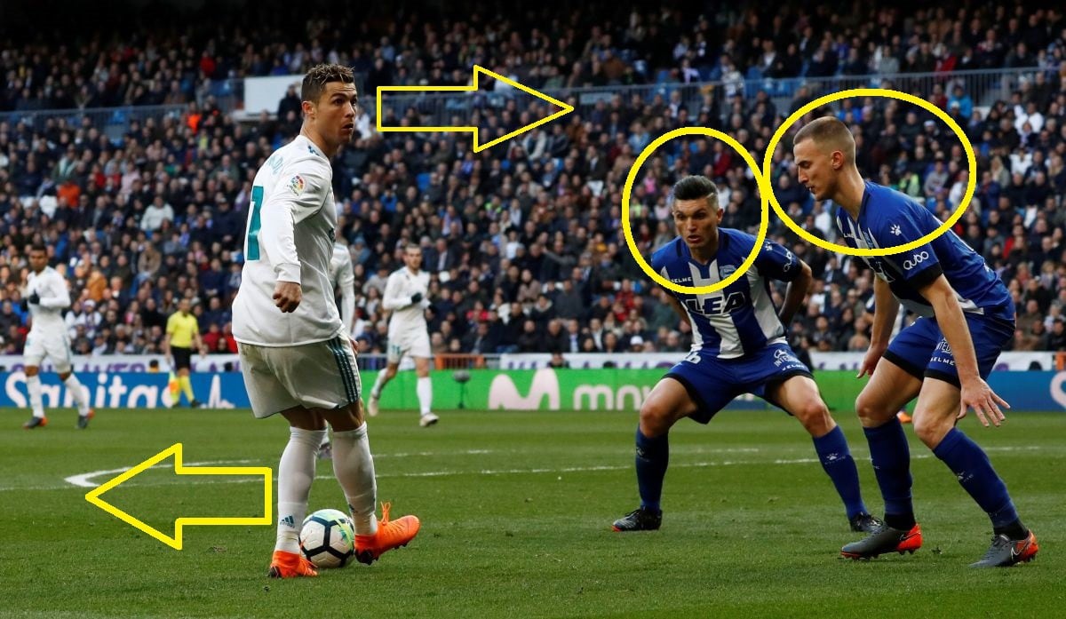 Cristiano Ronaldo humilló a dos rivales con bicicleta y pase del desprecio en triunfo de Real Madrid
