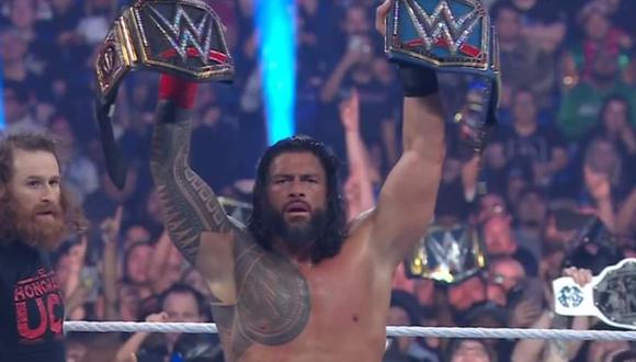 Roman Reigns retuvo el título indiscutible y lo defenderá en WrestleMania. (Captura Fox Premiun)