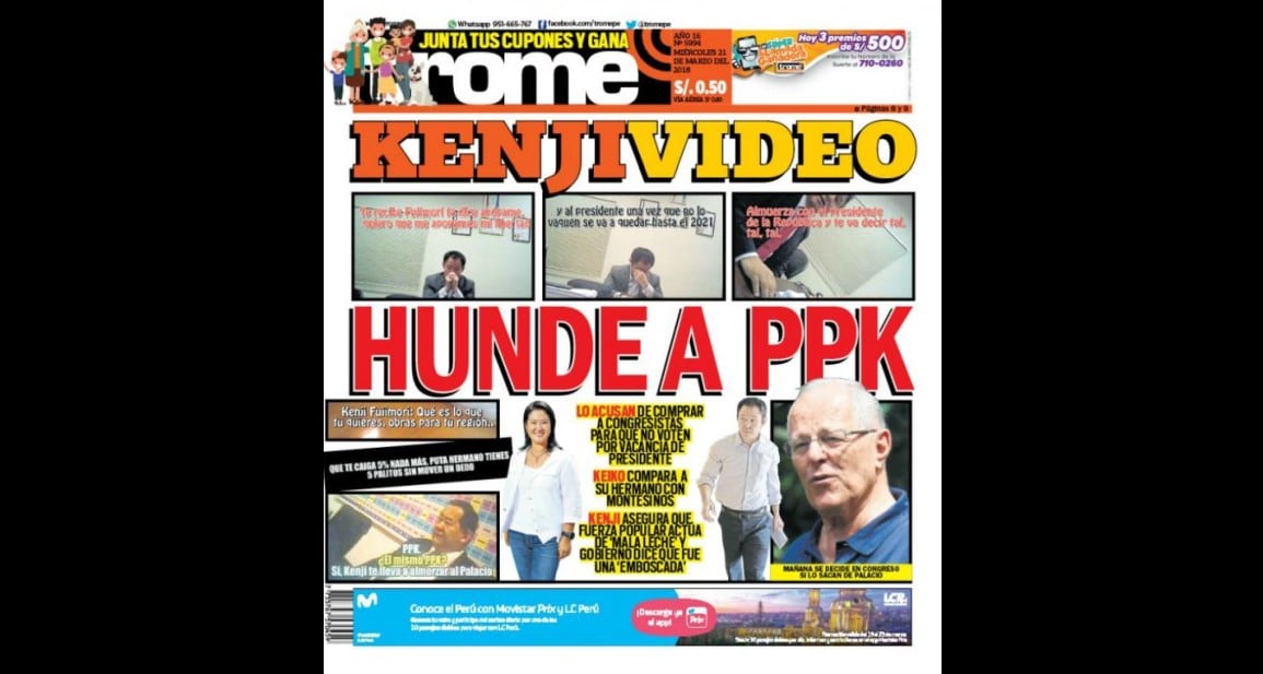 Las portadas de los principales diarios del país hablan de la severa crisis política que se vive en el Perú.