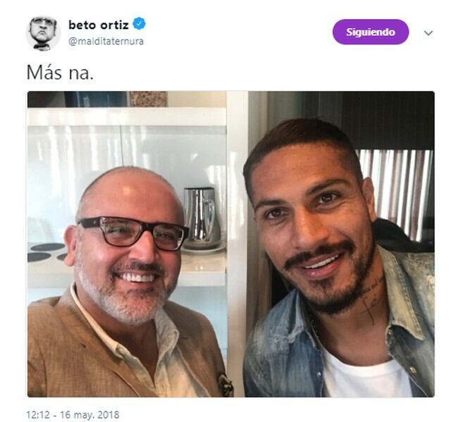 Beto Ortiz se tomó selfie con Paolo Guerrero