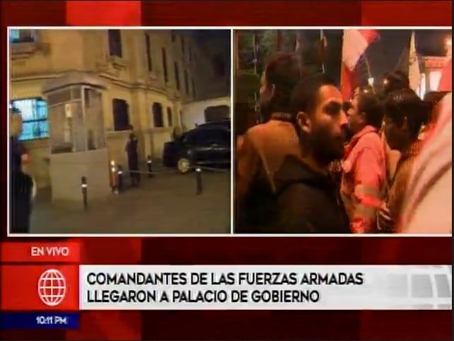 Altos mandos de las Fuerzas Armadas llegaron a Palacio de Gobierno (Captura TV)