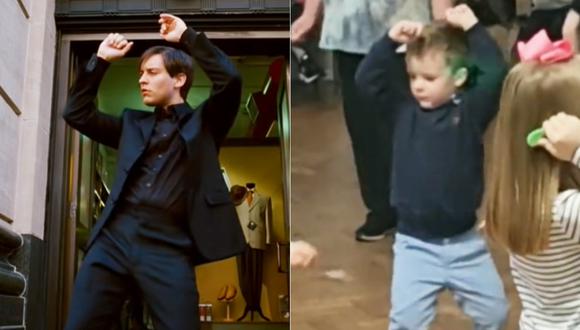 Niño se luce en fiesta al realizar el mismo baile que hizo Maguire en Spider-Man. (Imagen: @FredSchultz35)