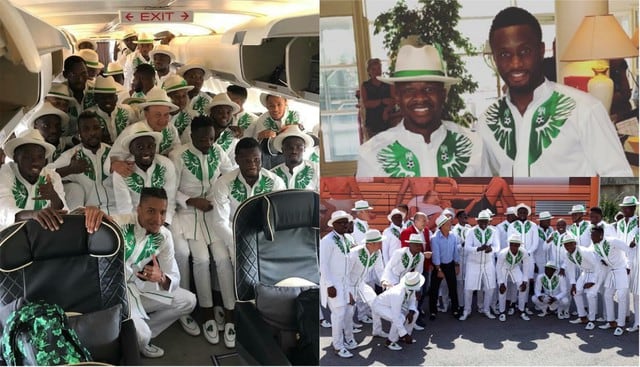 Selección de Nigeria llegó con llamativo atuendo.