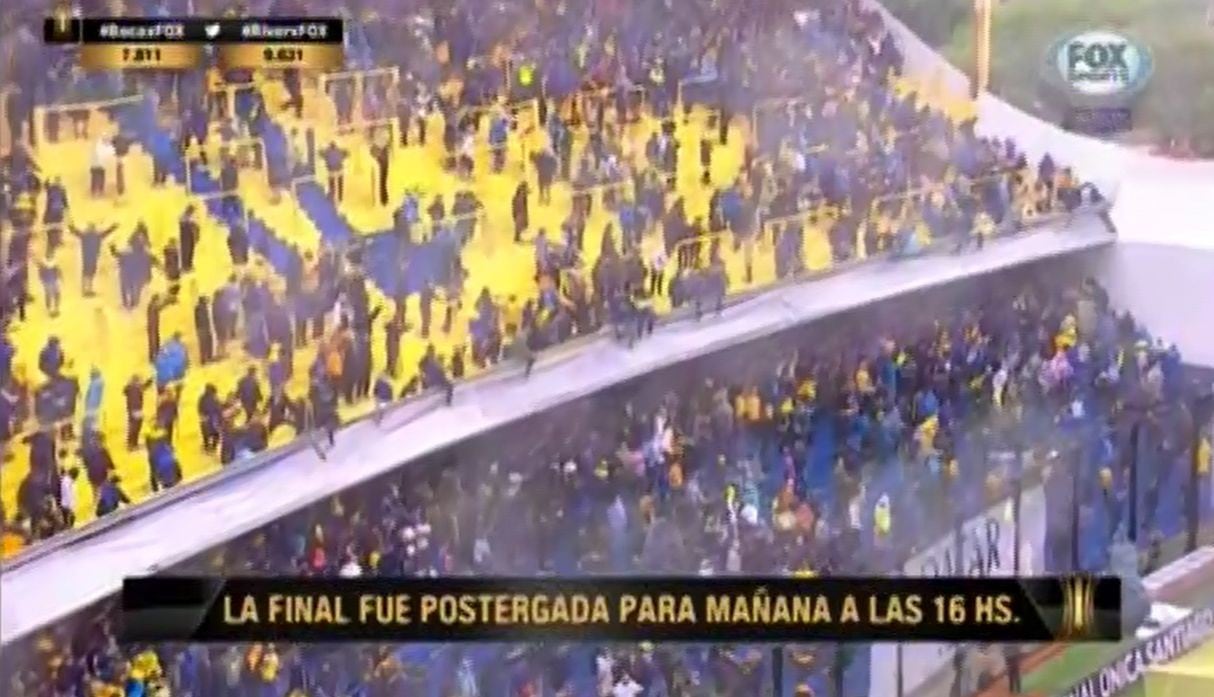 La reacción de los hinchas de Boca Juniors al enterarse de la suspensión del partido. (Capturas: Fox Sports)