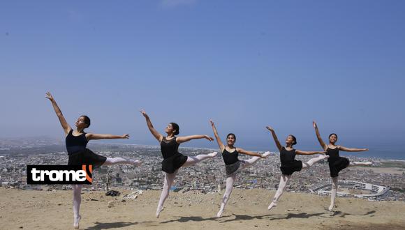 Jovencitas bailan ballet en los cerros de San Genaro de Chorrillos.