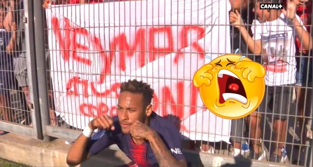 Neymar y su polémico festejo contra hinchas que lo llamaron llorón