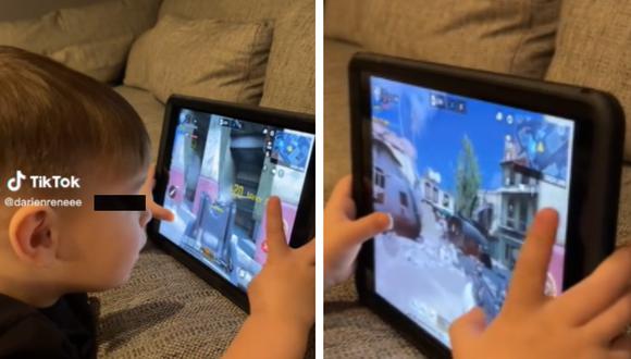 El infante juega como todo un experto el famoso videojuego. (Foto: @darienreneee)