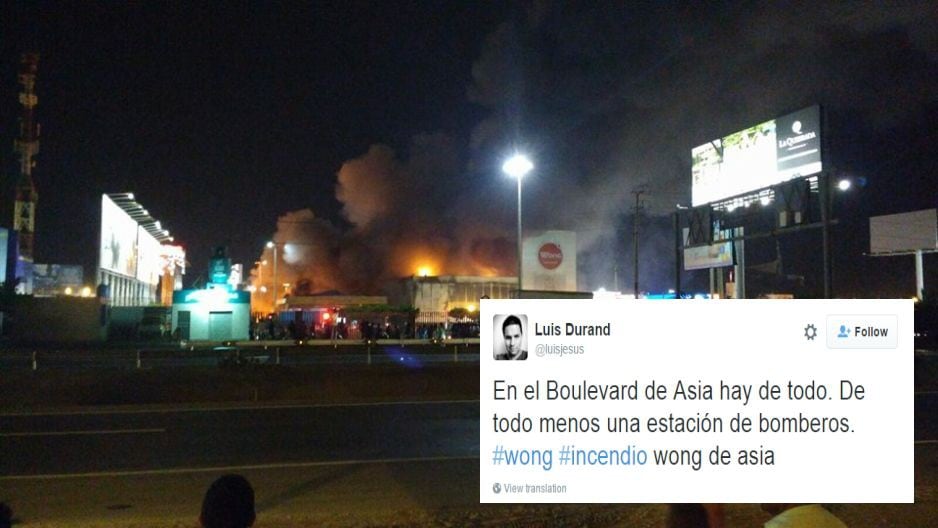 Incendio en Boulevard de Asia y no hay estación de bomberos en el distrito (Foto: Twitter)