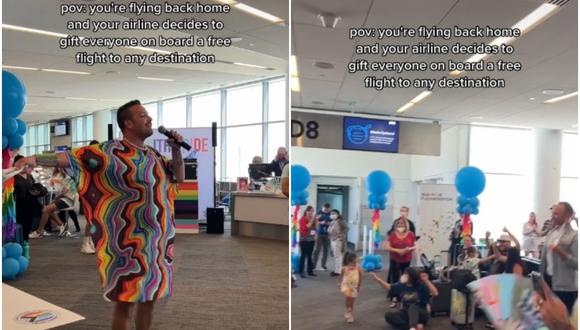 Video en TikTok mostró particular regalo de aerolínea por el Mes del Orgullo. ( Foto: @noataieb / TikTok)