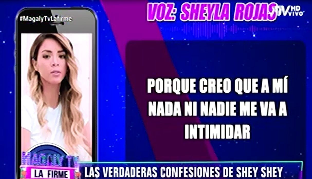 Sheyla Rojas respondió si Pedro Moral tiene fotos íntimas suyas: "Es vergonzoso tocar ese tema". (Capturas: Magaly Tv. La firme)