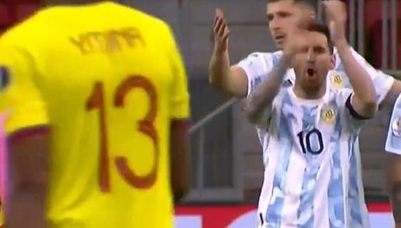 Lionel Messi y el grito a Yerry Mina que se hizo viral. (Captura: TyC Sports)