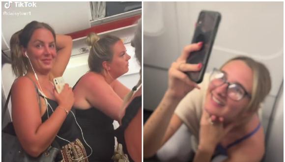 Video de TikTok mostró la "pesadilla" que tuvieron que pasar un grupo de amigas en un avión. (Foto: @daisybarr1 / TikTok)