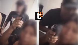 Indignación en el Callao: madre de familia se graba sosteniendo una pistola junto a su hijo menor de edad