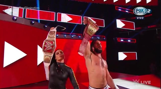 Becky y Seth Rollins derrotaron a Zelina y Andrade. (Captura Fox Sports 2)