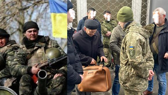 Abuelo de 80 años se enlista al ejército ucraniano por sus nietos. | Foto: Composición Trome/Twitter