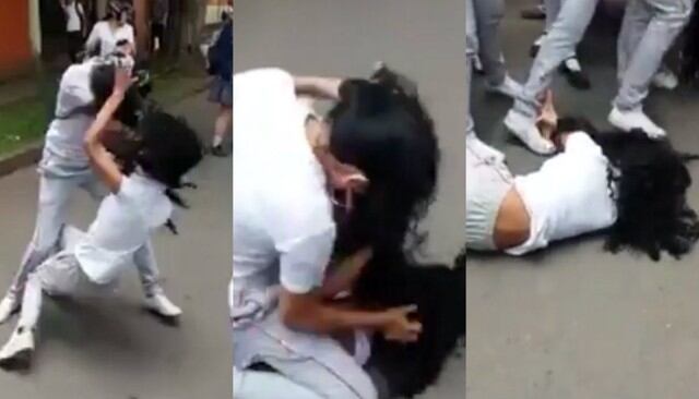 Escolares se agarran a golpes en plena calle y una de ellas queda inconsciente tras pelea