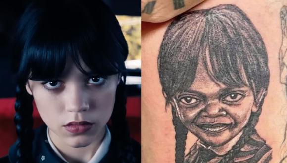 El usuario quería un tatuaje de Merlina, pero el resultado no fue el esperado. (Foto: Netflix | @Caalf01)