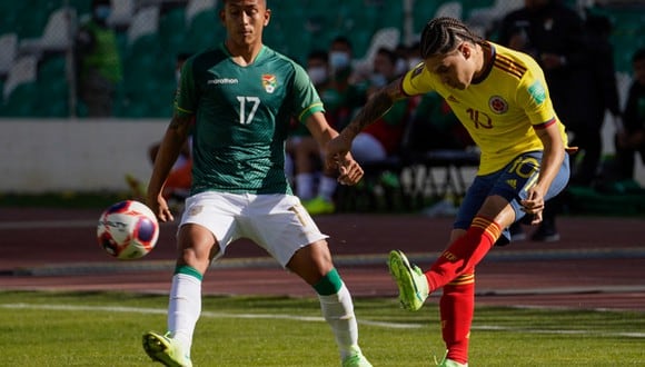 Bolivia y Colombia se enfrentan por las Eliminatorias Qatar 2022. Foto: AFP.