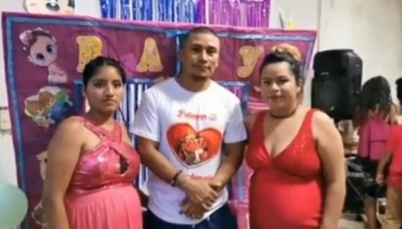 Hombre se vuelve viral al celebrar el baby shower de sus dos esposas: "nos tocó embarazo doble". (Foto: @iluminamemaestro)