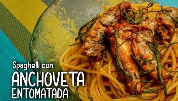 Spaghetti con anchoveta entomatada. (Foto: A comer pescado)