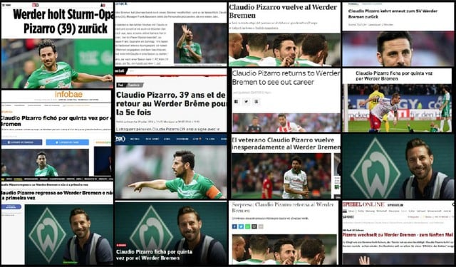 Claudio Pizarro al Werder Bremen causó revuelo mundial: Prensa internacional se rindió ante su regreso