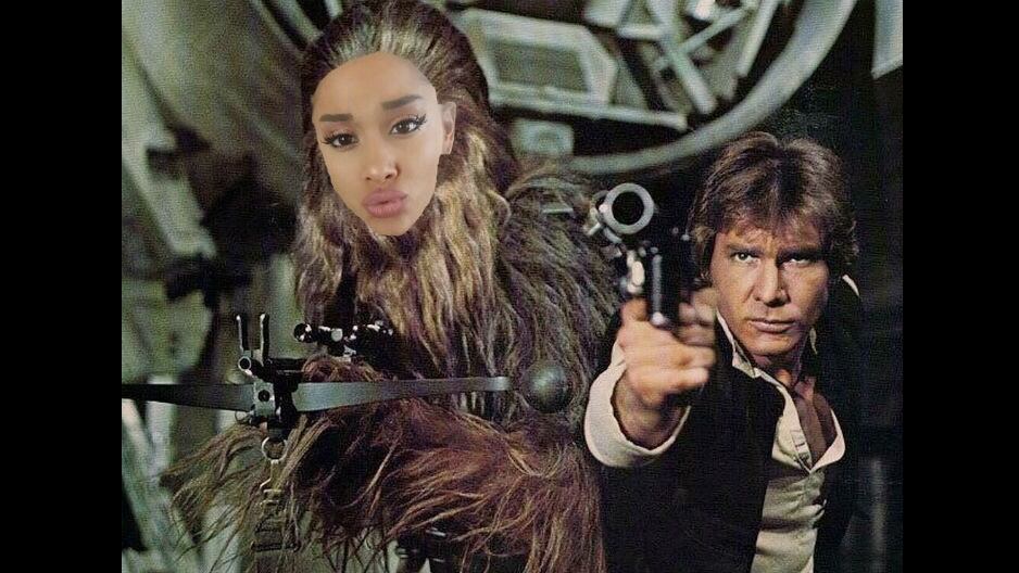 Ariana Grande rinde un homenajea a Han Solo uno de sus personaje favoritos de la saga de Star wars. (Foto: Twitter @‏ArianaGrande)