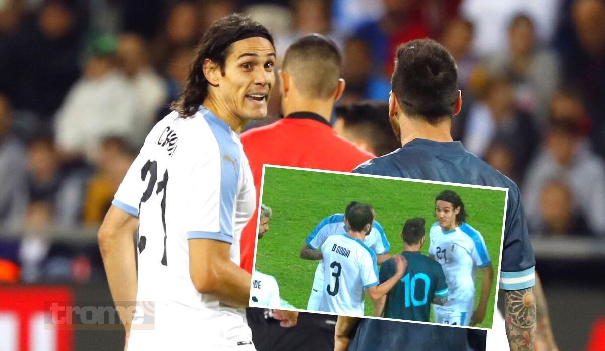 Lionel Messi casi se va alas manos con Edinson Cavani en 'amistoso' con Uruguay