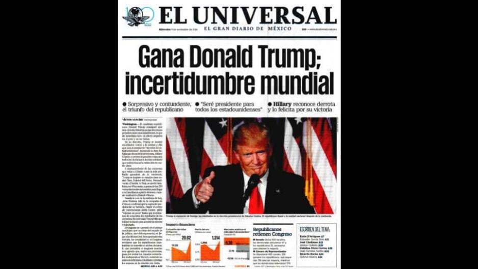 Donald Trump: terror en prensa mexicana tras su triunfo en Estados Unidos