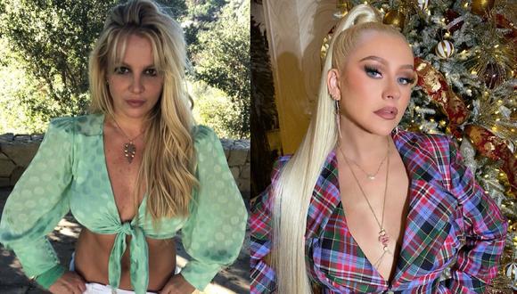 Britney Spears critica a Christina Aguilera por 'negarse a hablar' sobre la tutela.  (Foto: Instagram @britneyspears / @xtina)
