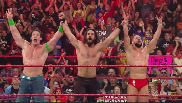 Cena, Bálor y Rollins unieron fuerzas en una gran lucha. (Captura TV)