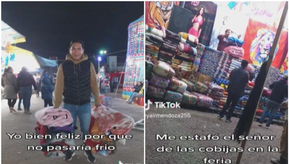 Un hombre fue engañado al querer comprar unas cobijas, (Foto: @yairmendoza255 / TikTok)