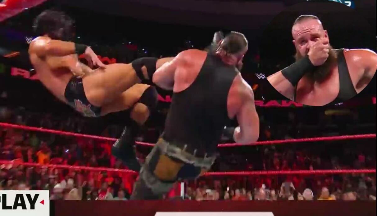 Braun Strowman recibió tremendo castigo del psicópata escocés Drew McIntyre. (WWE)