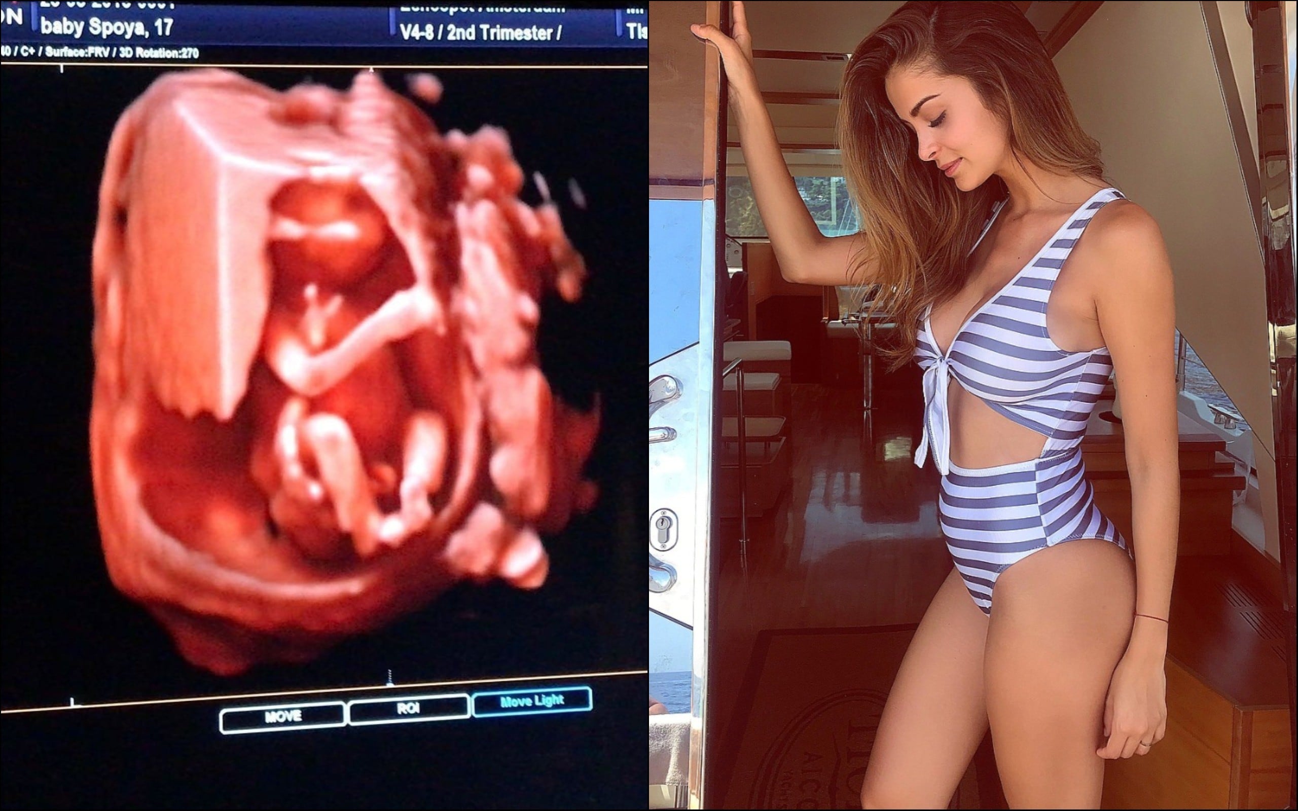 La modelo compartió la primera fotografía de su bebé. (Foto: Composición/Instagram)